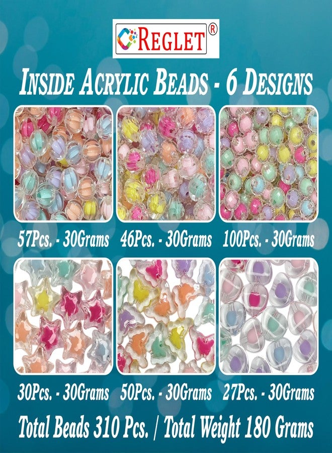 REGLET 310 Pcs Multicolour Inside Crystal Beads for Jewellery Making Kit, Beads for Bracelet Making Kit, Beading, Pearls for Craft, Beadwork, Crafting, Embroidery, DIY Bead Craft - 6 Designs, 180g - Image 2